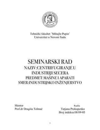 Centrifugiranje u industriji šećera