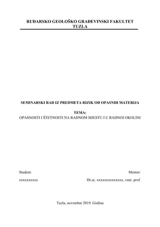 Opasnosti i štetnosti na radnom mestu i u radnoj okolini