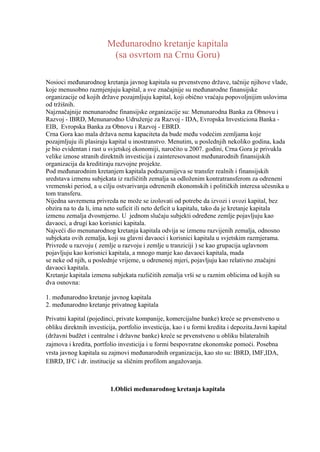 Međunarodno kretanje kapitala sa osvrtom na Crnu Goru