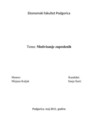 Motivisanje zaposlenih