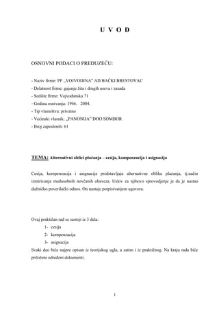 Alternativni oblici plaćanja – cesija, kompenzacija i asignacija