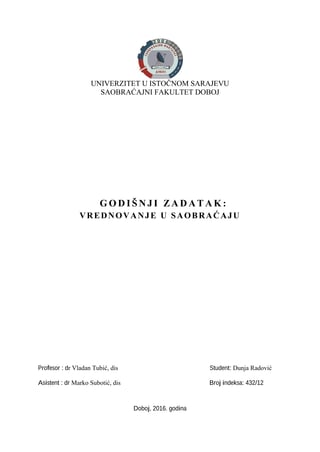 Vrednovanje u saobracaju