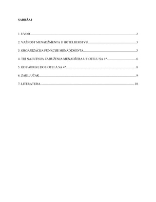 Uloga menadžera u hotelu sa 4*