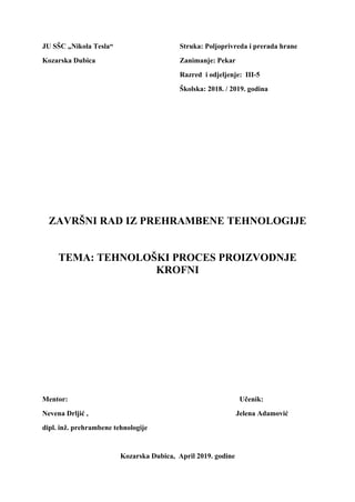 Tehnološki proces proizvodnje krofni