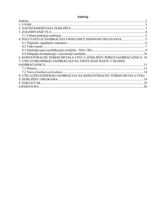 Uticaj saobraćaja na zagađenje zemljišta