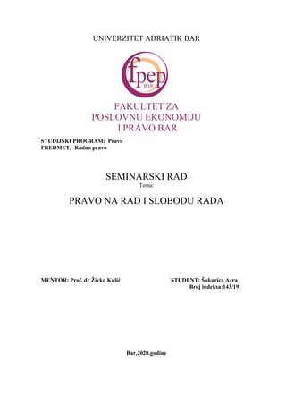 Pravo na rad i slobu rada