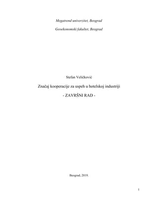 Značaj kooperacije za uspeh u hotelskoj industriji