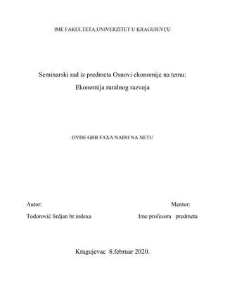 Ekonomija u ruralnom razvoju