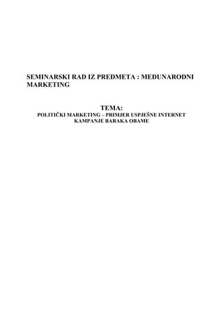 Politički marketing – Primer uspešne internet kampanje Baraka Obame