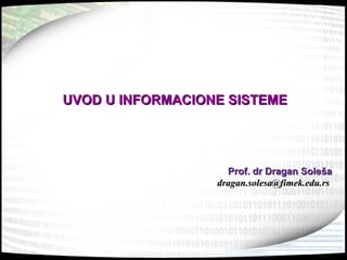 Uvod u informacione sisteme