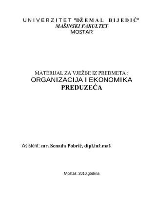Organizacija i ekonomika preduzeća