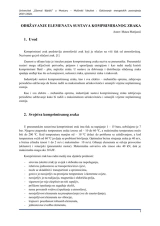 Održavanje elemenata sustava komprimiranog zraka