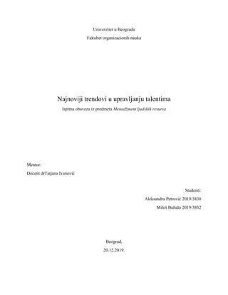 Najnoviji trendovi u upravljanju telentima