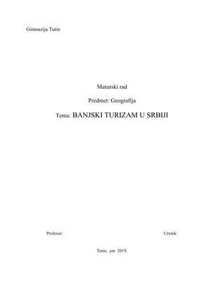 Banjski turizam u Srbiji