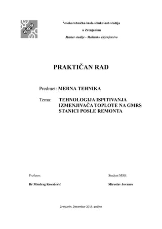 Ispitivanje izmenjivača toplote