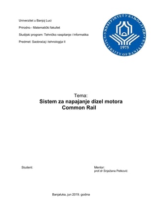 Sistem za napajanje dizel motora Common Rail