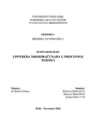 Upotreba mikroračunara u procesnoj tehnici