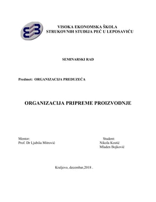 Organizacija pripreme proizvodnje