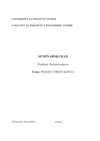 Pojam i vrste KONTA