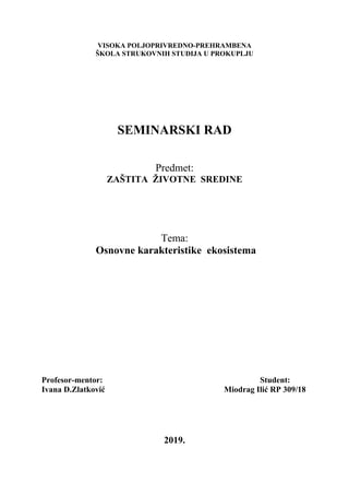 Osnovne karakteristike ekosistema