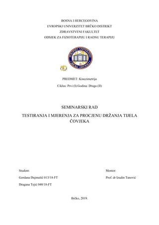 Testiranja i mjerenja za procjenu drzanja tijela