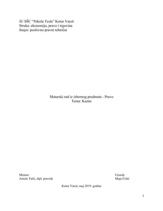 Kazne: maturski rad iz prava