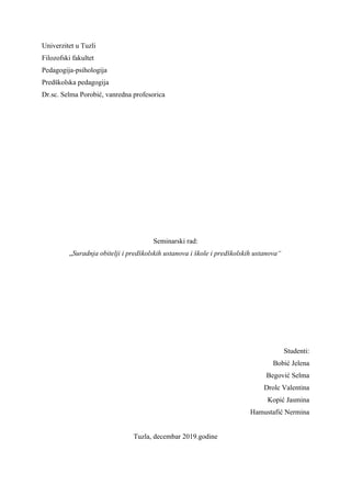 Suradnja obitelji i predškolskih ustanova