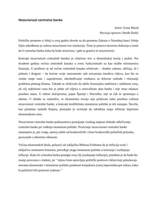 Nezavisnost centralnih banaka