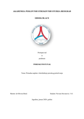 Prinudna naplata i obezbeđenje poreskog potraživanja