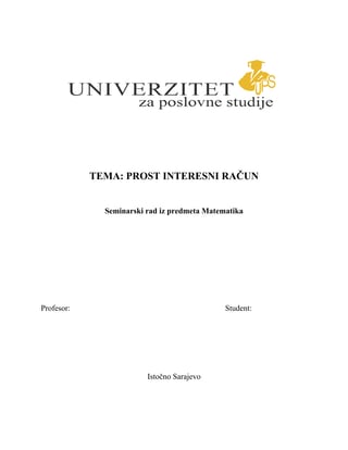 Prost interesni račun