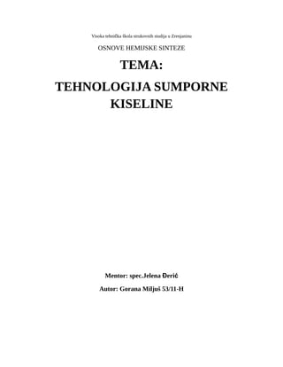 Dobijanje sumporne kiseline