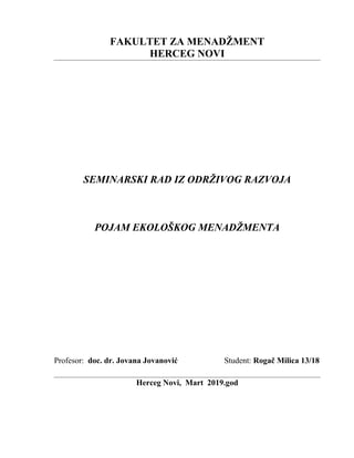 Pojam ekološkog menadžmenta