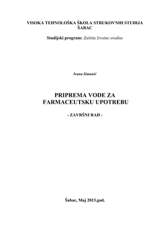 Priprema vode za farmaceutsku upotrebu
