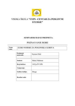 Euro norme za pogonska goriva