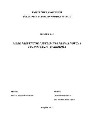 Mere prevencije i suzbijanja pranja novca i finansiranja terorizma