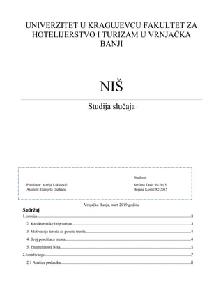 Studija slučaja-Karakteristike i tip turista