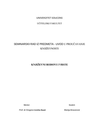 Književni rodovi i vrste