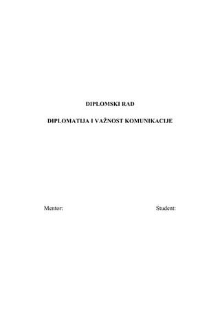 Diplomatija i važnost komunikacije