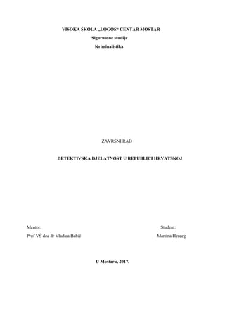 Detektivska delatmost u Republici Hrvatskoj