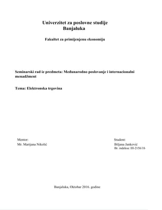 Elektronska trgovina: analiza i perspektive
