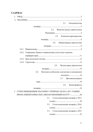 Specifičnosti u zdravstvenoj nezi obolelih od malarije