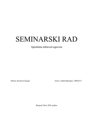 Apsolutna ništavost ugovora