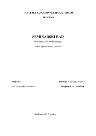 Oportunitetni troškovi