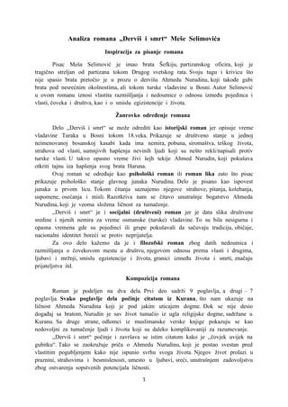 Analiza romana Derviš i smrt