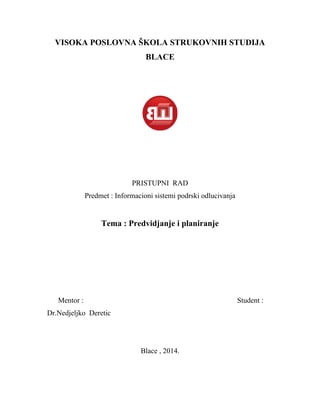 Predvidjanje i planiranje