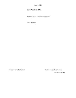 Softver: uvod u informacione sisteme