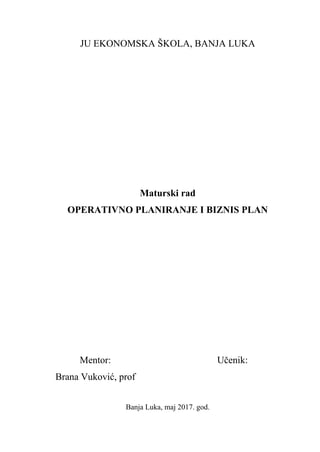 Operativno planiranje i biznis plan