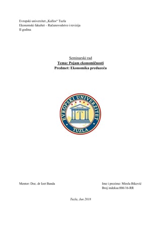 Pojam ekonomičnosti