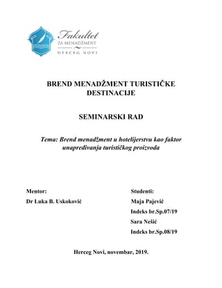Brend menadžment turističke destinacije