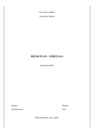 Biznis plan teretana